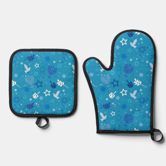 Hanukkah Stars Oven Mitt Set (Vorderseite)