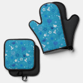 Hanukkah Stars Oven Mitt Set (Vorderseite/Rückseite)
