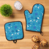 Hanukkah Stars Oven Mitt Set (Oben Unten)