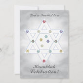 Hanukkah Stern und Schneeflocken Feier Silber Einladung (Vorderseite)