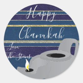 Hanukkah Stickers (1 1/2"/3")"Öllampe Gold/Silber