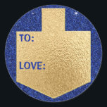 Hanukkah Stickers (1 1/2"/3")"Personalize Dreidel"<br><div class="desc">Hanukkah/Holiday Aufkleber, "Personalize Golden Dreidel" Wählen Sie aus 1 1/2" und 3" Aufkleber. Personalisieren Sie das Löschen und Ersetzen von "To: Liebe" mit Ihrer eigenen Nachricht. Wählen Sie Ihre Lieblings-Schriftart-Größe, Stil und Farbe. Danke, dass du angehalten und eingekauft hast! Ihr Geschäft ist sehr geschätzt! Happy Hanukka! Form: Klassischer Round Sticker...</div>