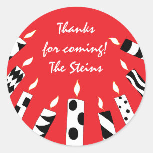 Hanukkah Stickers (1 1/2" oder 3") Rote/Bl Kerzen