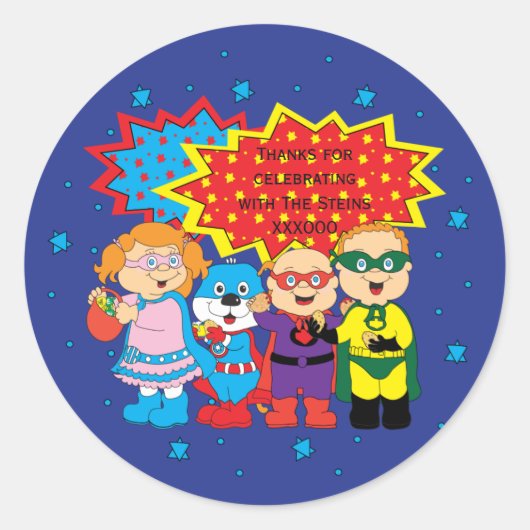 Hanukkah Stickers (1 1/2" oder 3") Super Heroes (Vorderseite)