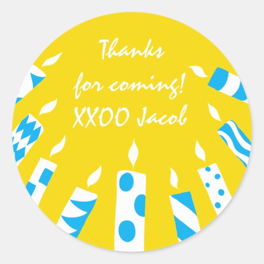 Hanukkah Stickers (1 1/2" oder 3") Yel/Blue Candle (Vorderseite)