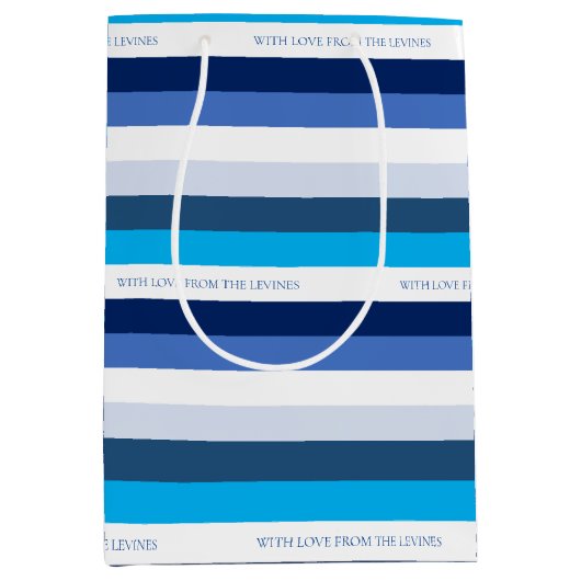 Hanukkah Stripe Personalisiert Mittlere Geschenktüte (Vorderseite)