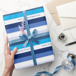 Hanukkah Stripe Personalisierter Urlaub Geschenkpapier