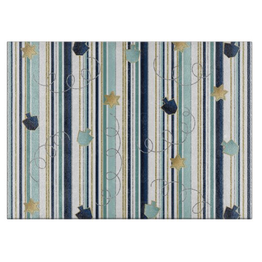 Hanukkah Stripes and Swirls Schneidebrett (Vorderseite)