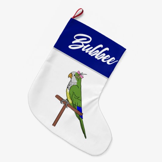 Hanukkah-Strumpf - Grünquaker-Papagei Großer Weihnachtsstrumpf (Vorderansicht (hängend))