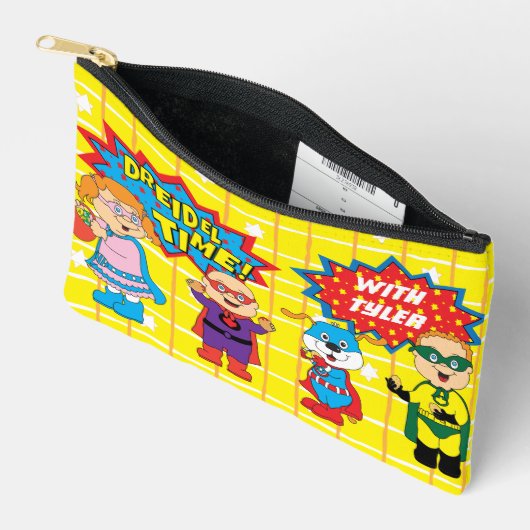 Hanukkah Super Friends Dreidel Accessory Pouch Zubehörtasche (Offen)