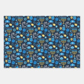 Hanukkah Symbole Blaues Muster Geschenkpapier Set (Vorderseite 2)