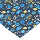 Hanukkah Symbole Blaues Muster Kurzer Tischläufer (Ecke)