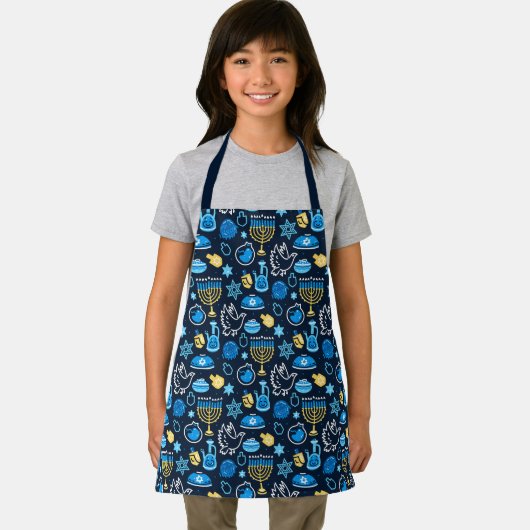 Hanukkah Symbole Blaues Muster Schürze (Insitu)