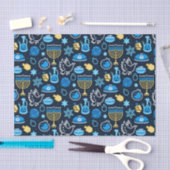 Hanukkah Symbole Blaues Muster Seidenpapier (Handwerk)