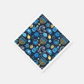 Hanukkah Symbole Blaues Muster Serviette (Ecke)