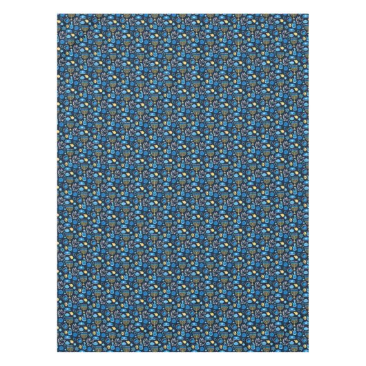 Hanukkah Symbole Blaues Muster Tischdecke (Vorderseite)