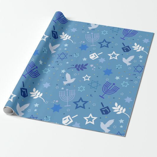 Hanukkah Symbole Geschenkpapier (Ungerollt)