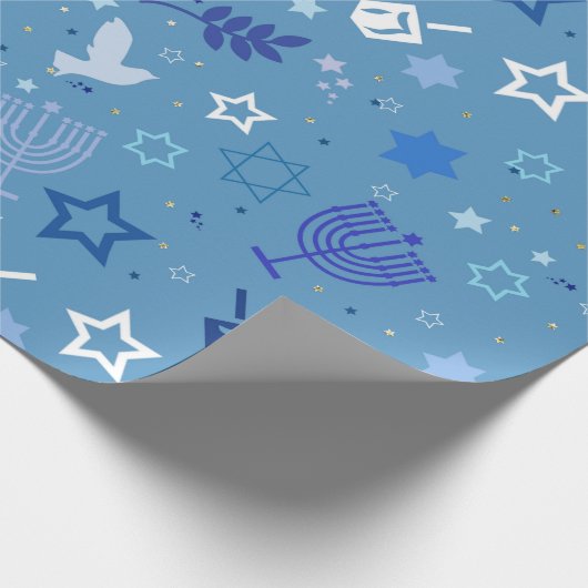 Hanukkah Symbole Geschenkpapier (Ecke)