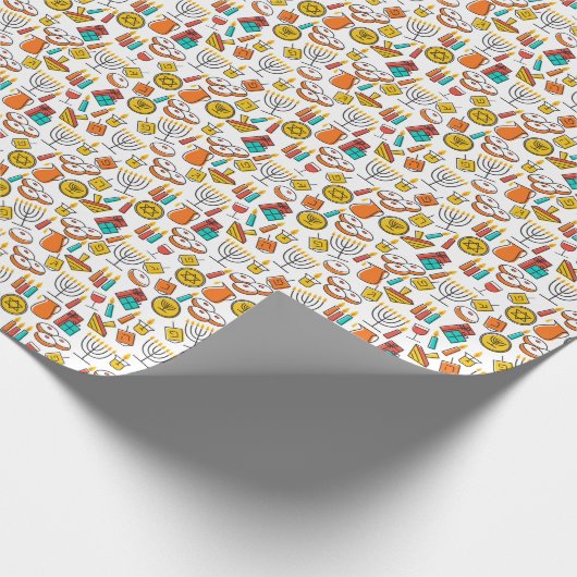 Hanukkah Symbole: jüdisches Urlaubsmuster. Geschenkpapier (Ecke)
