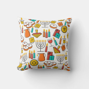 Hanukkah Symbole: jüdisches Urlaubsmuster. Kissen