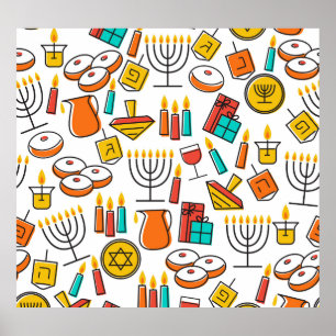Hanukkah Symbole: jüdisches Urlaubsmuster. Poster