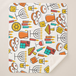 Hanukkah Symbole: jüdisches Urlaubsmuster. Sherpadecke