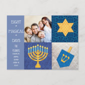 Hanukkah Symbole Quilt Foto Postkarte (Vorderseite)