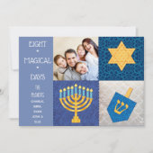 Hanukkah Symbos Quilt Foto Card Feiertagskarte (Vorderseite)