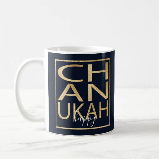 Hanukkah Tasse "Chanukah Happy Gold" (Links)