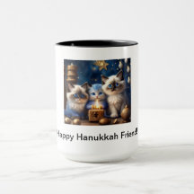 Hanukkah Tasse mit Ragdoll Katzen