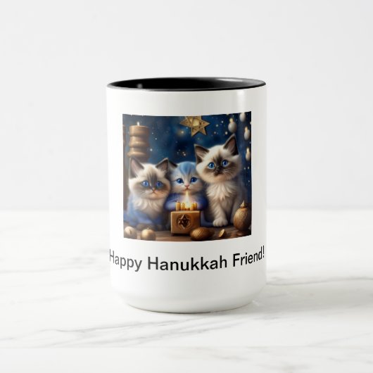 Hanukkah Tasse mit Ragdoll Katzen (Zentrum)