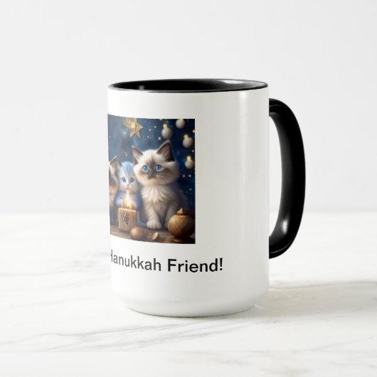 Hanukkah Tasse mit Ragdoll Katzen (VorderseiteRechts)
