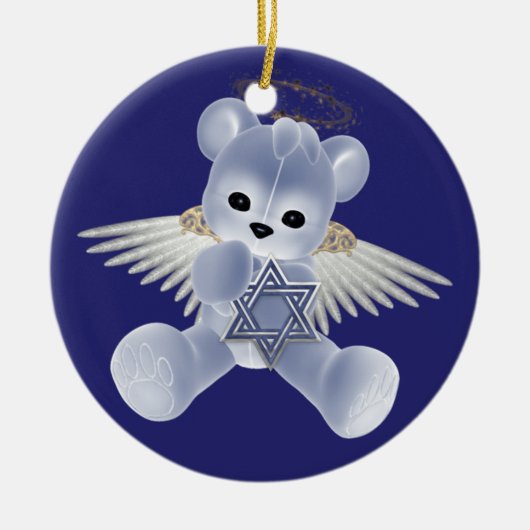 Hanukkah Teddy Bear Keramikornament (Vorne)