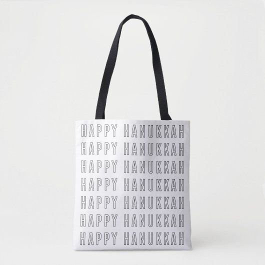 Hanukkah Text Design in Schwarz/Weiß Tasche (Vorderseite)