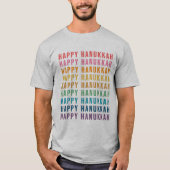 Hanukkah Text Moderne spielerische Regenbogenfarbe T-Shirt (Vorderseite)