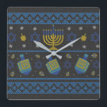 hanukkah- throw pillow quadratische wanduhr<br><div class="desc">Happy Hanukkah
Judaism 
Hebrew
Jews

hanukkah,  jewish,  christmas,  chanukah,  holiday,  funny,  jew,  happy hanukkah,  menorah,  dreidel,  chanukkah,  israel,  hebrew,  star of david,  winter,  hannukah,  holidays,  judaism,  american flag,  birthday,  kwanzaa,  xmas,  movie,  cute,  womens,  nice,  festive,  jewish christmas,  humorous,  merry</div>