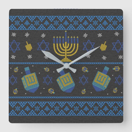 hanukkah- throw pillow quadratische wanduhr (Vorderseite)