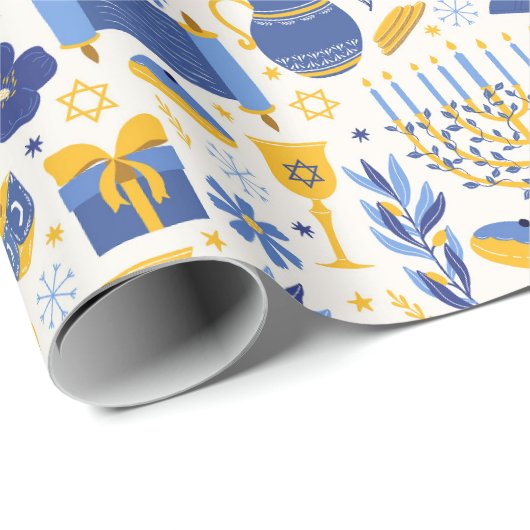 Hanukkah Torah Dreidel Star von David Menorah Gesc Geschenkpapier (Rolleneckpunkt)