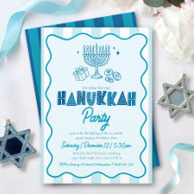 Hanukkah Türkis Lustige Typografie Doodles Streife