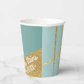 Hanukkah Türkis und Gold 8 oz. Pappbecher (Rechts)