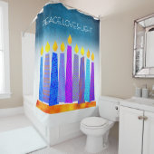 Hanukkah Turquoise Candles Boho Peace Liebe Light Duschvorhang (Beispiel)