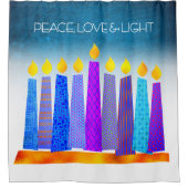 Hanukkah Turquoise Candles Boho Peace Liebe Light Duschvorhang (Vorderseite)