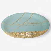 Hanukkah Turquoise und Gold Paper Teller (Schrägansicht)