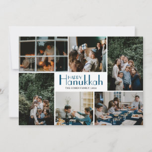 Hanukkah Typografie Blue Family Foto Collage Feiertagskarte