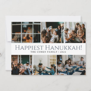 Hanukkah Typografie Blue Family Foto Collage Feiertagskarte