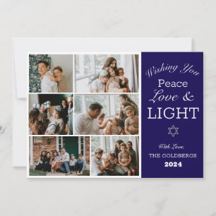 Hanukkah Typografie Blue Family Foto Collage Feiertagskarte