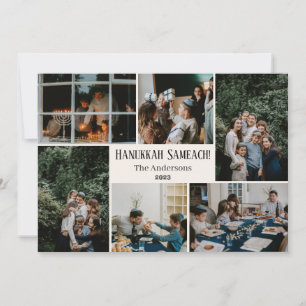 Hanukkah Typografie Blue Family Foto Collage Feiertagskarte