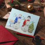 Hanukkah und Weihnachten Snowman Wasserfarbe<br><div class="desc">Dieses Design kann in dem Bereich personalisiert werden, der durch das Ändern des Fotos und/oder Textes zur Verfügung gestellt wird. Oder Sie können es anpassen, indem Sie den Mausklick auswählen, um weitere Optionen anzupassen, um die Farbe des Hintergrunds zu löschen oder zu ändern, Text hinzuzufügen, die Textfarbe oder den Stil...</div>