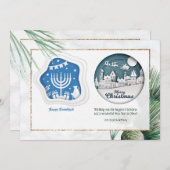 Hanukkah und Weihnachtsgrußkarte Feiertagskarte (Vorne/Hinten)