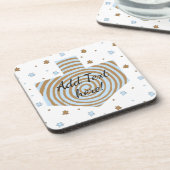 Hanukkah Untersetzer Blue & Brown Dreidel & Stars (Linke Seite)